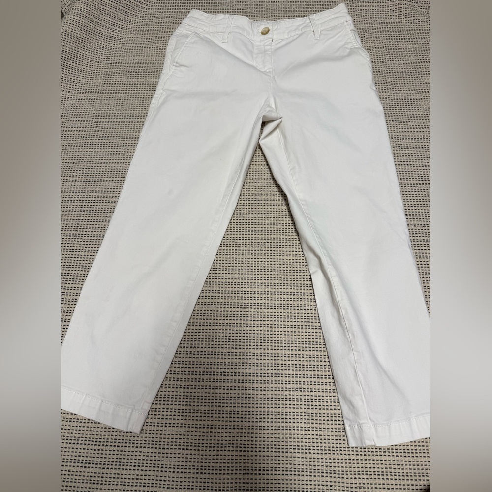 2 Tommy Bahama Woman’s White and Khaki Cotton Crop Ankle Pants - Picture 8 of 13